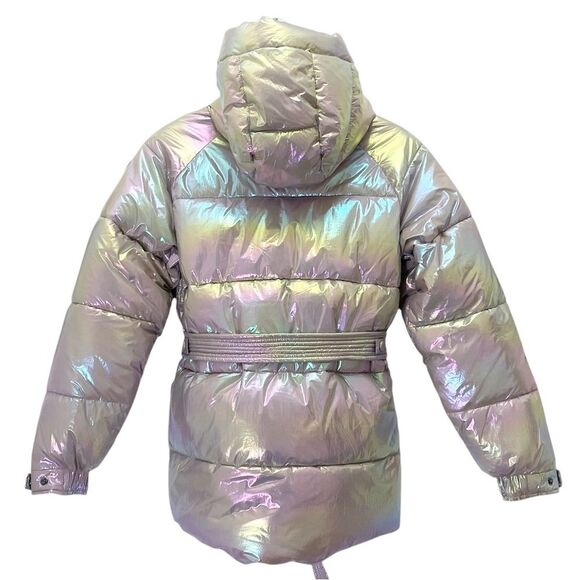NEW Noize Bonita Holographic Puffer Jacket Size XS Metallic Tanzanite Ski Sporty - Picture 7 of 16